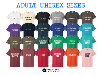a group of t - shirts with the words adult unisex sizes