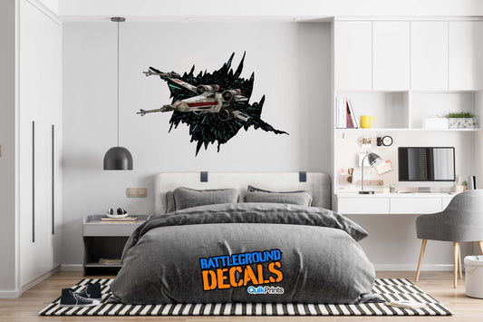Xwing Wall Crack - Full Color Printed Wall Graphics