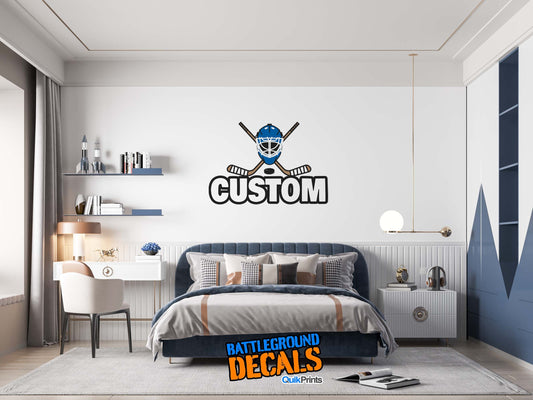 Personalized Hockey Sticks Wall Graphic - Custom Colors