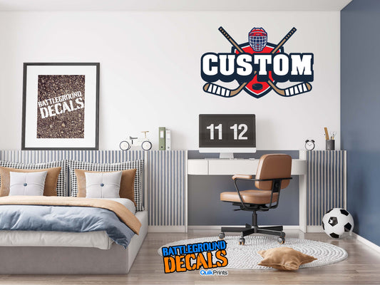 Personalized Hockey Wall Graphic - Custom Colors