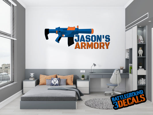 Personalized 3D SMG Foam Dart Gun Wall Graphic
