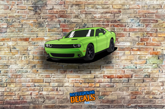Green Muscle Car Sticker - Multiple Sizes